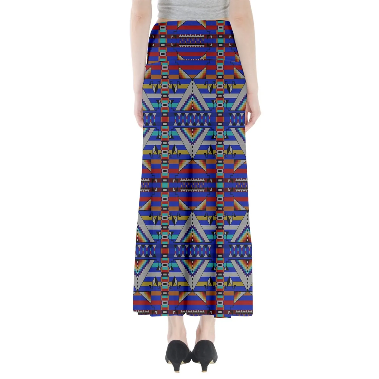 Medicine Blessing Lime Blue Full Length Maxi Skirt