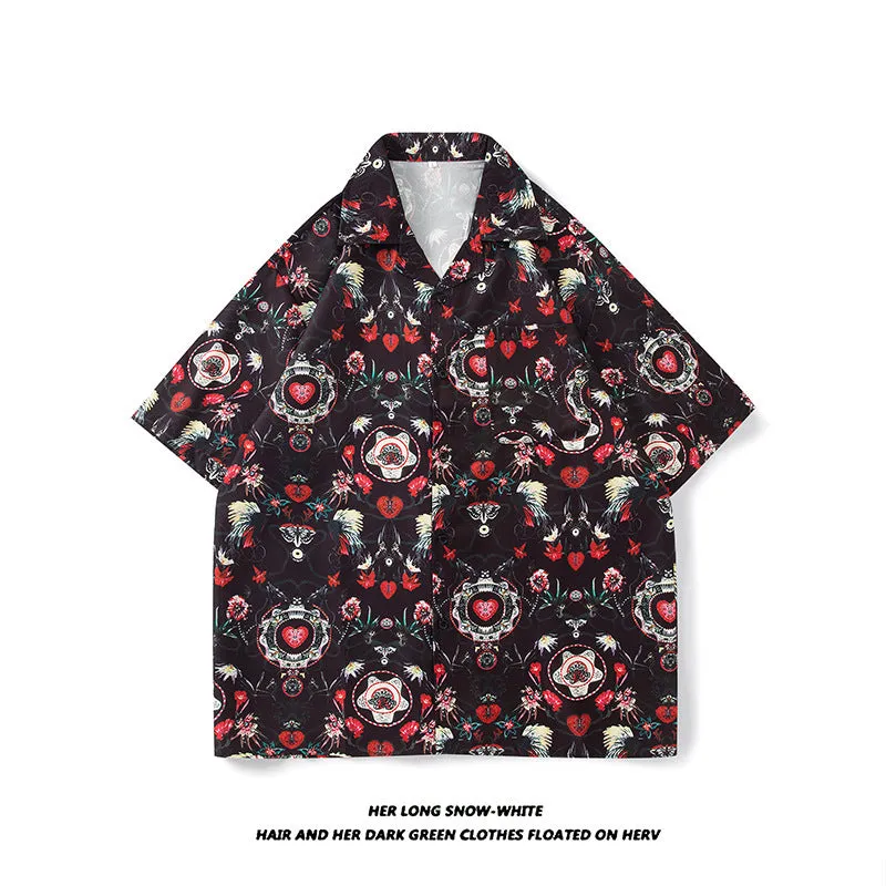 Men's And Women's Retro Hong Kong Style Beach Printed Shirt