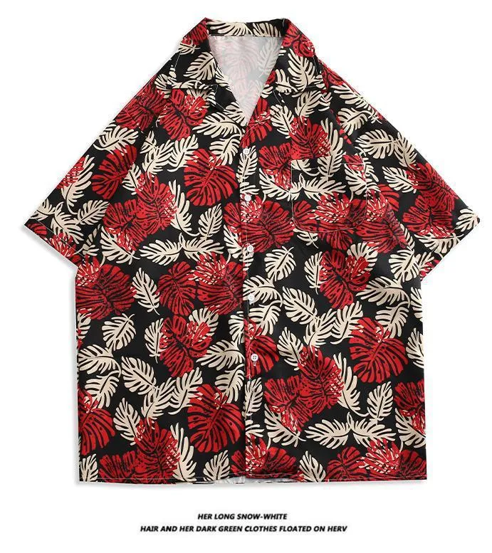 Men's And Women's Retro Hong Kong Style Beach Printed Shirt