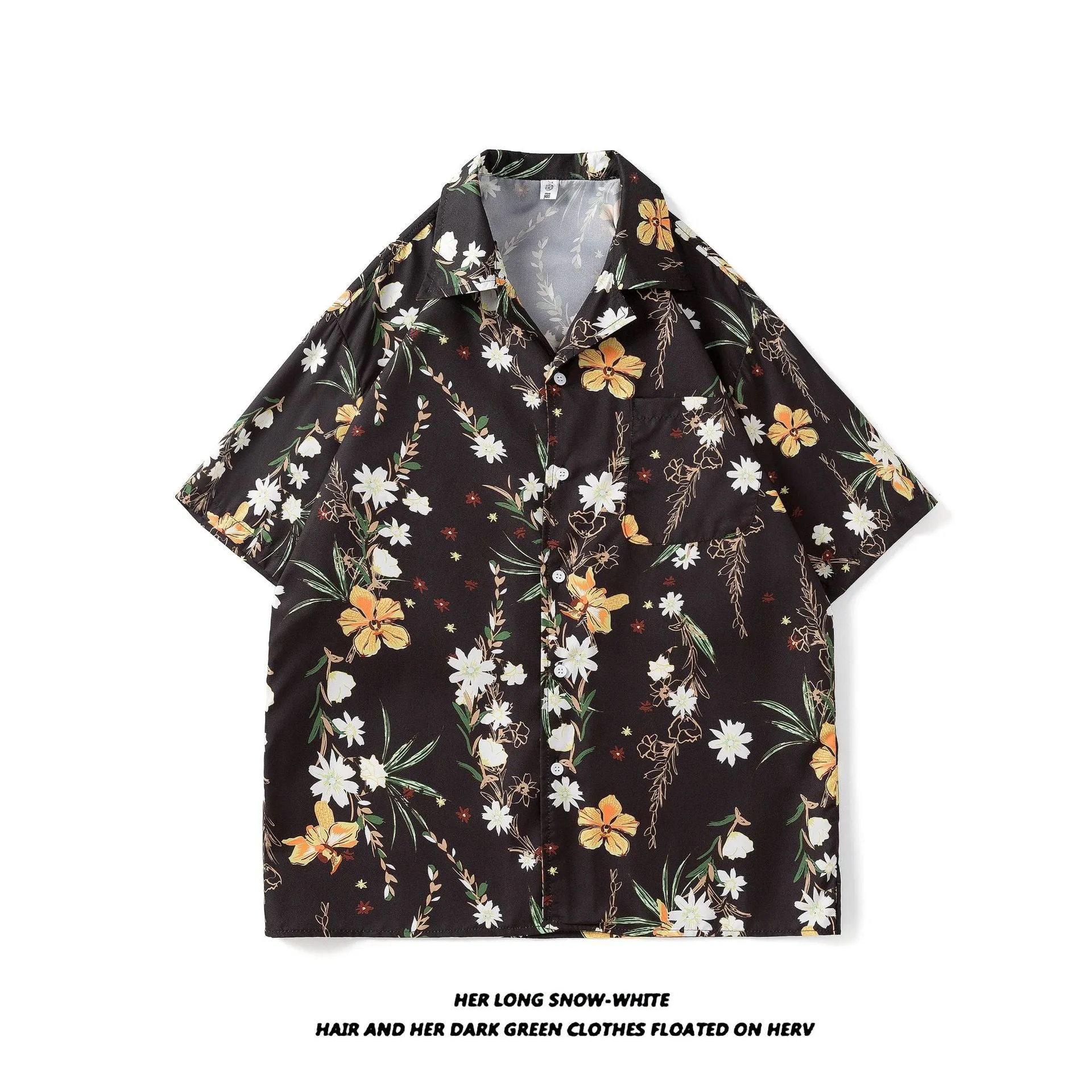 Men's And Women's Retro Hong Kong Style Beach Printed Shirt