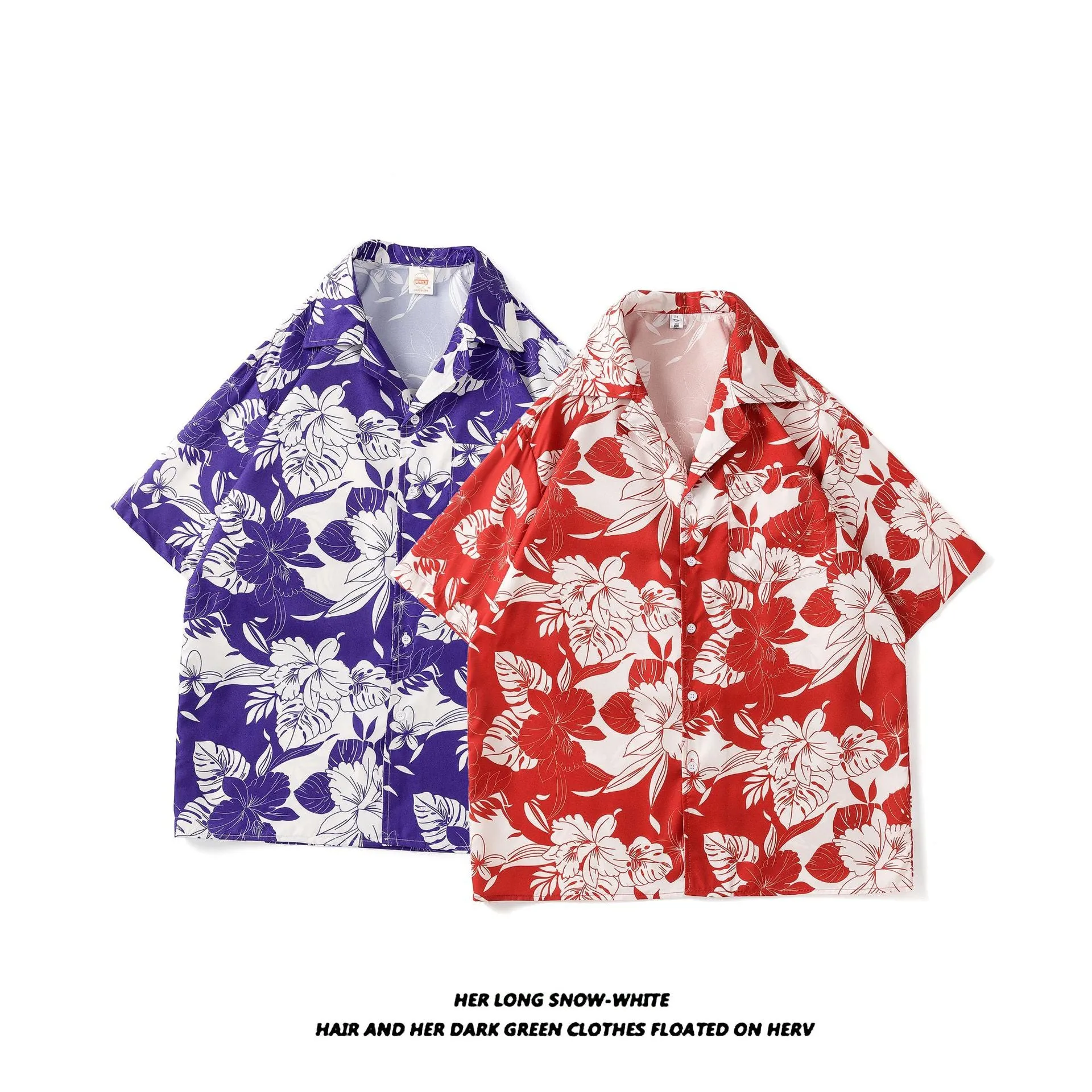 Men's And Women's Retro Hong Kong Style Beach Printed Shirt