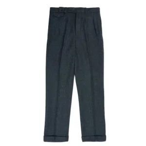 Men's Tweed High Waist Straight Pants - Classic Wool Trousers