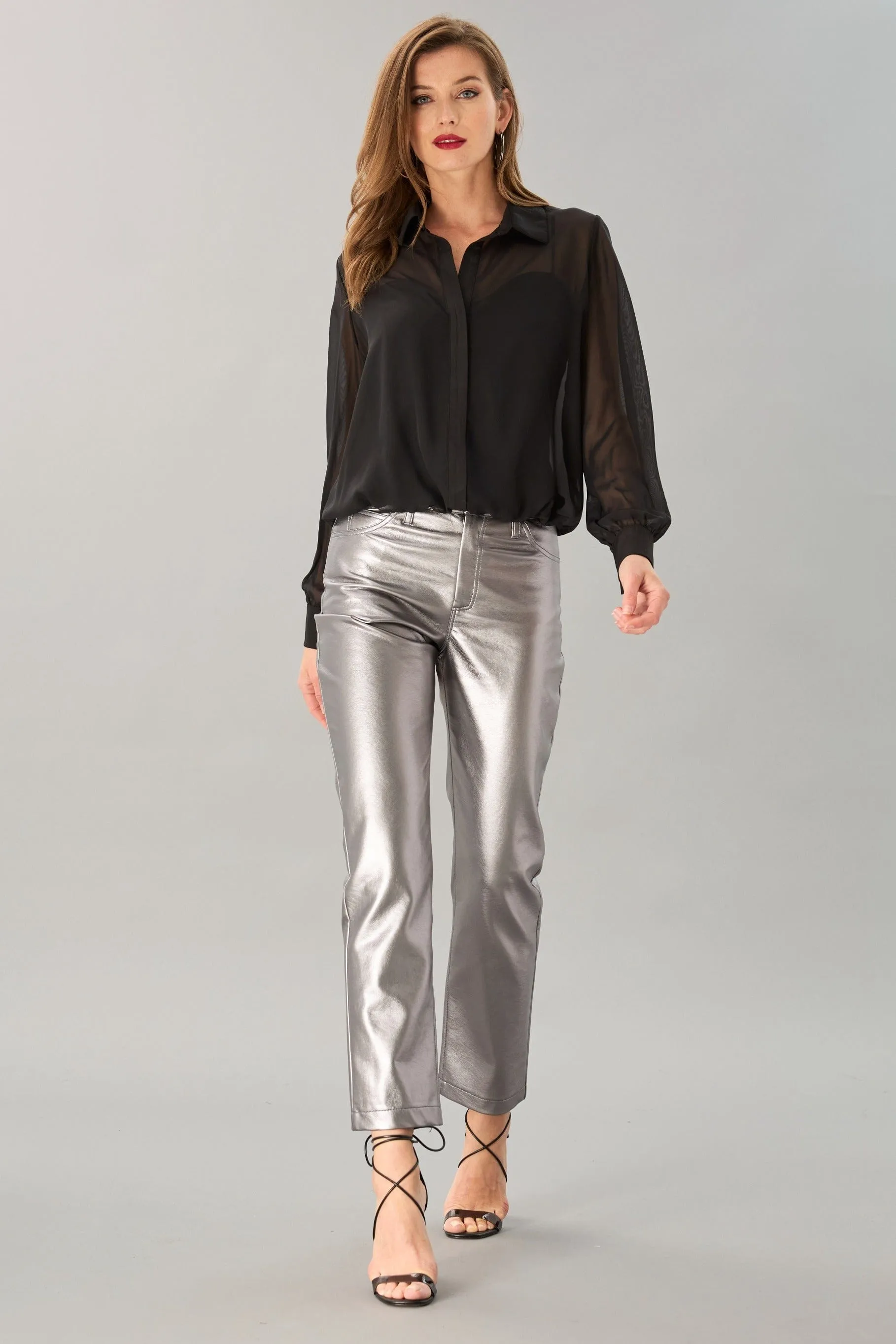 Metallic Vegan Leather Pant