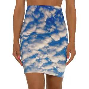 Mini Skirt AL BLUE DESIGNED CLOUDS