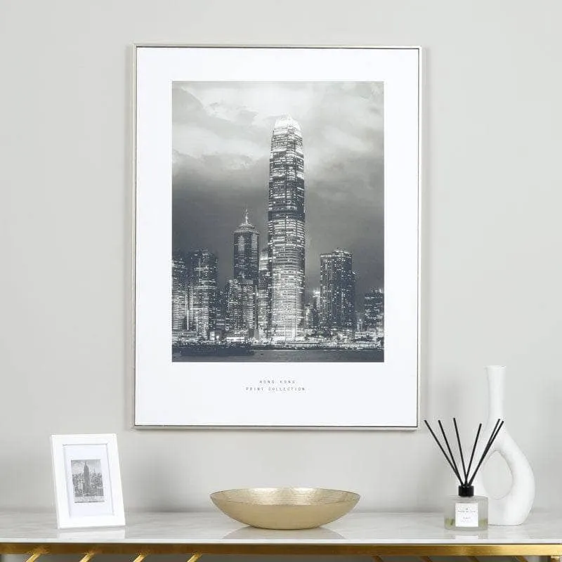 Monochrome Hong Kong Print With Silver Frame