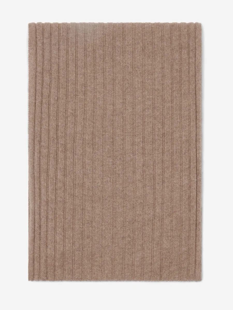 Napoli (brown) - 100% cashmere ribbed scarf (unisex)