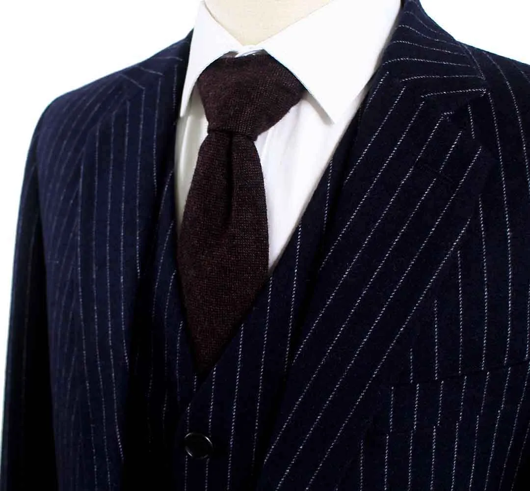 NAVY PINSTRIPE TWEED 3 PIECE SUIT