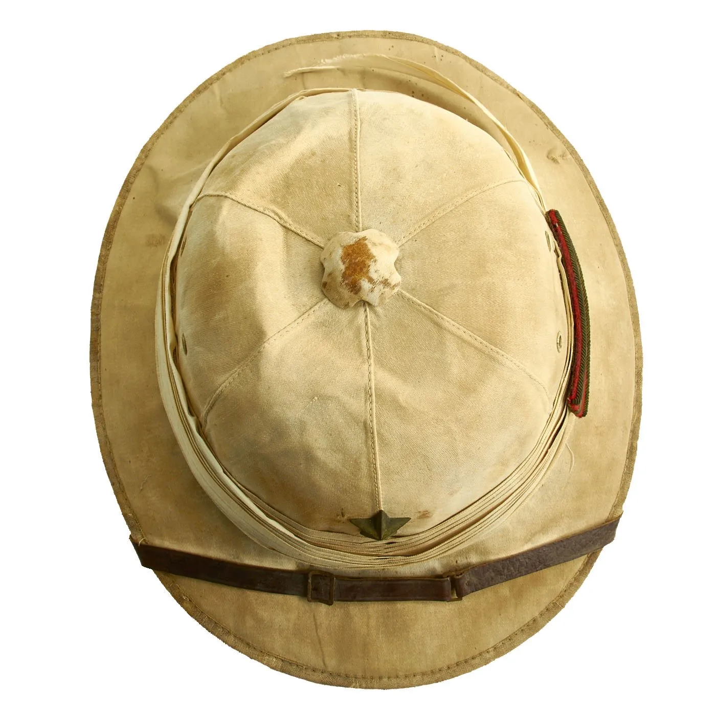 Original Chinese Made Imperial Japanese Army Damaged White Sun Pith Helmet with Lieutenant Insignia