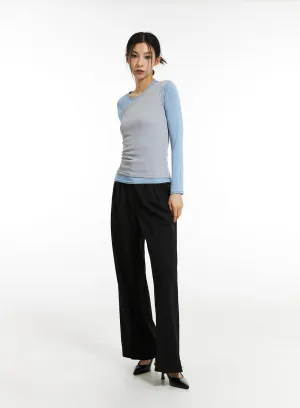 Pintuck Straight Leg Pants IN308