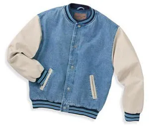 Port Authority - Denim and Twill Letterman Jacket. J761