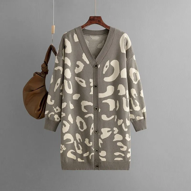 Pre Order:  Leopard Knitted Loose Fit Cardigan