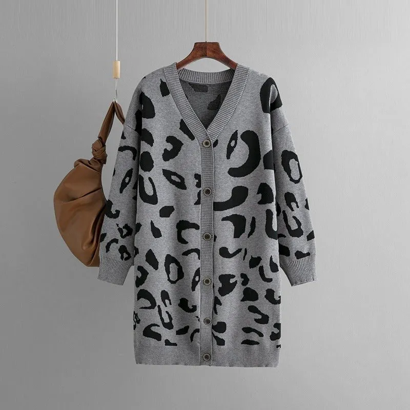 Pre Order:  Leopard Knitted Loose Fit Cardigan