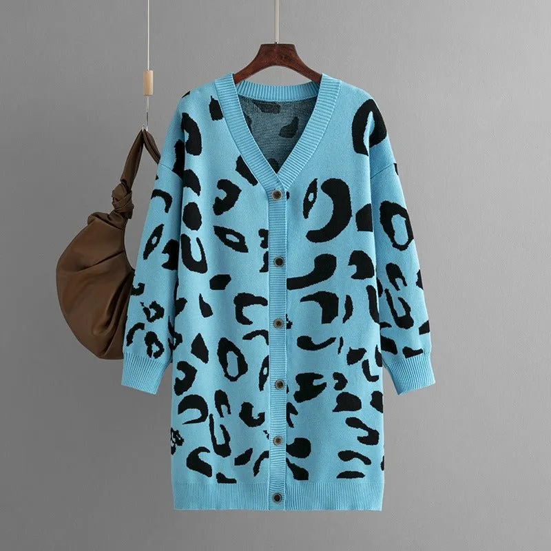 Pre Order:  Leopard Knitted Loose Fit Cardigan