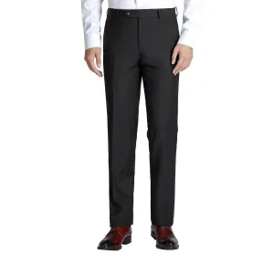 RENOIR Black Regular Fit Flat Front Wool Suit Pant 508-1