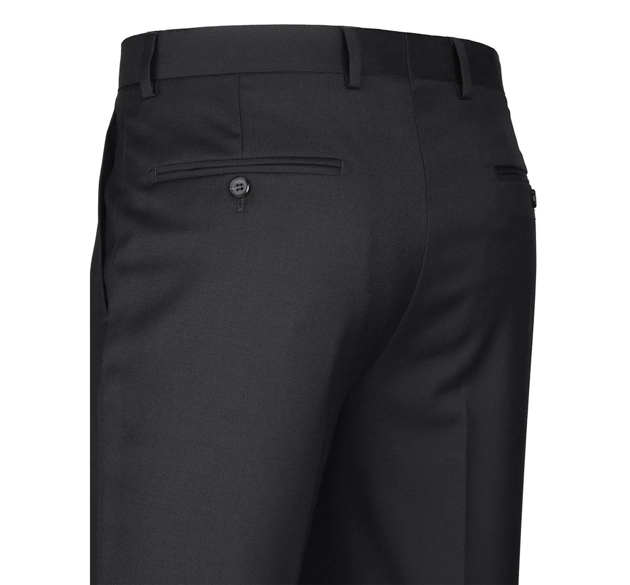 RENOIR Black Regular Fit Flat Front Wool Suit Pant 508-1