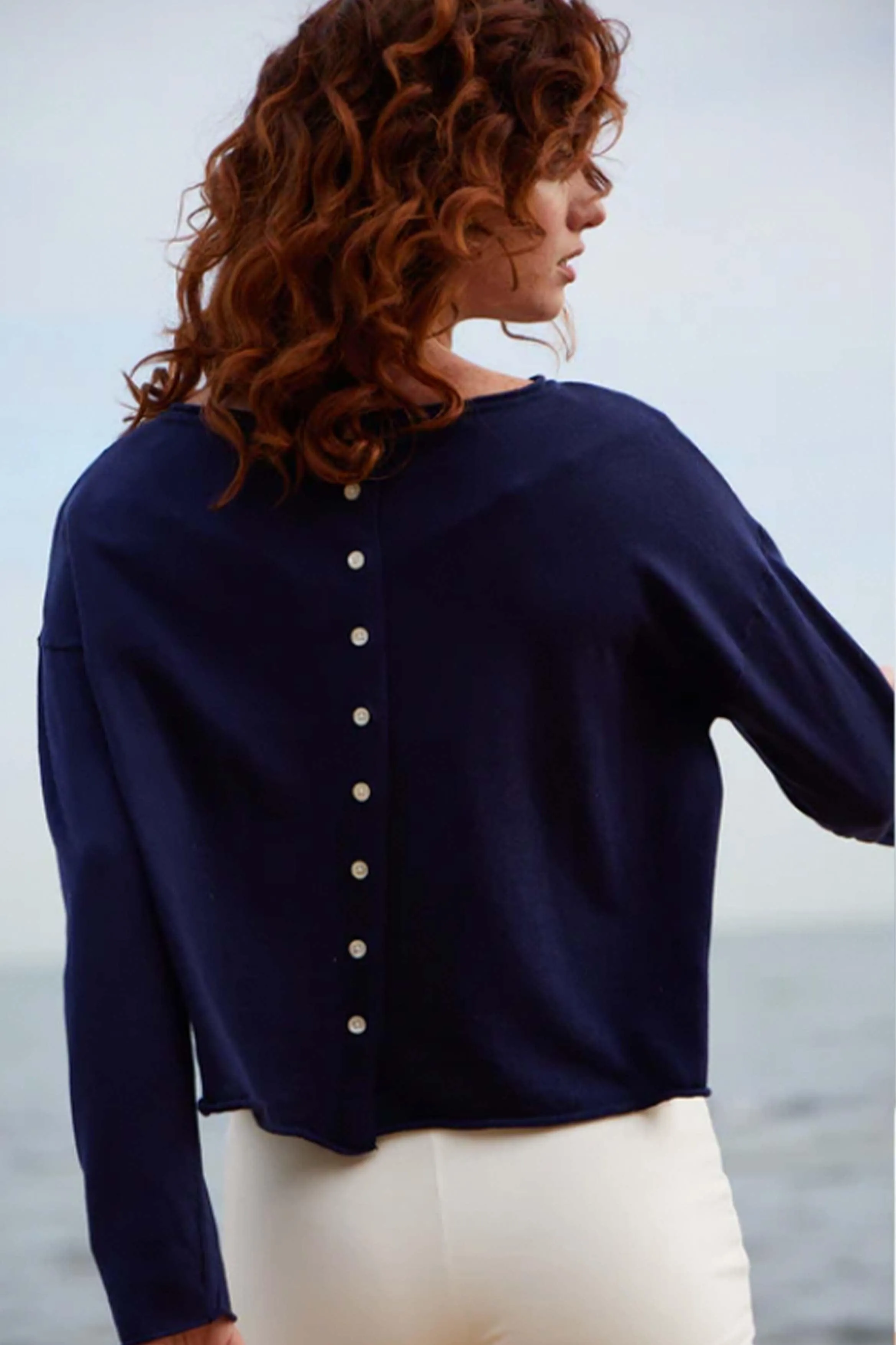 Reversible Button Cardi | French Navy