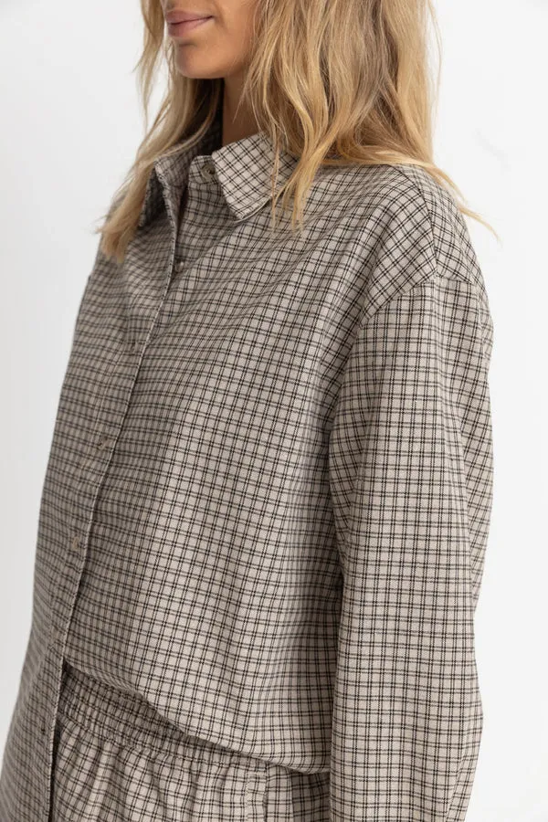 Rhythm Sandy Check Oversized Shirt - NATURAL