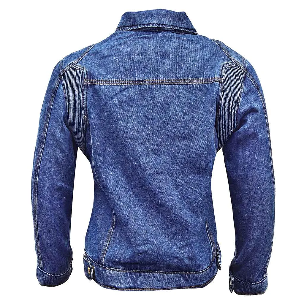 RIDERACT® Women's Motorcycle Riding Reinforced Denim Jacket Road Rush Blue