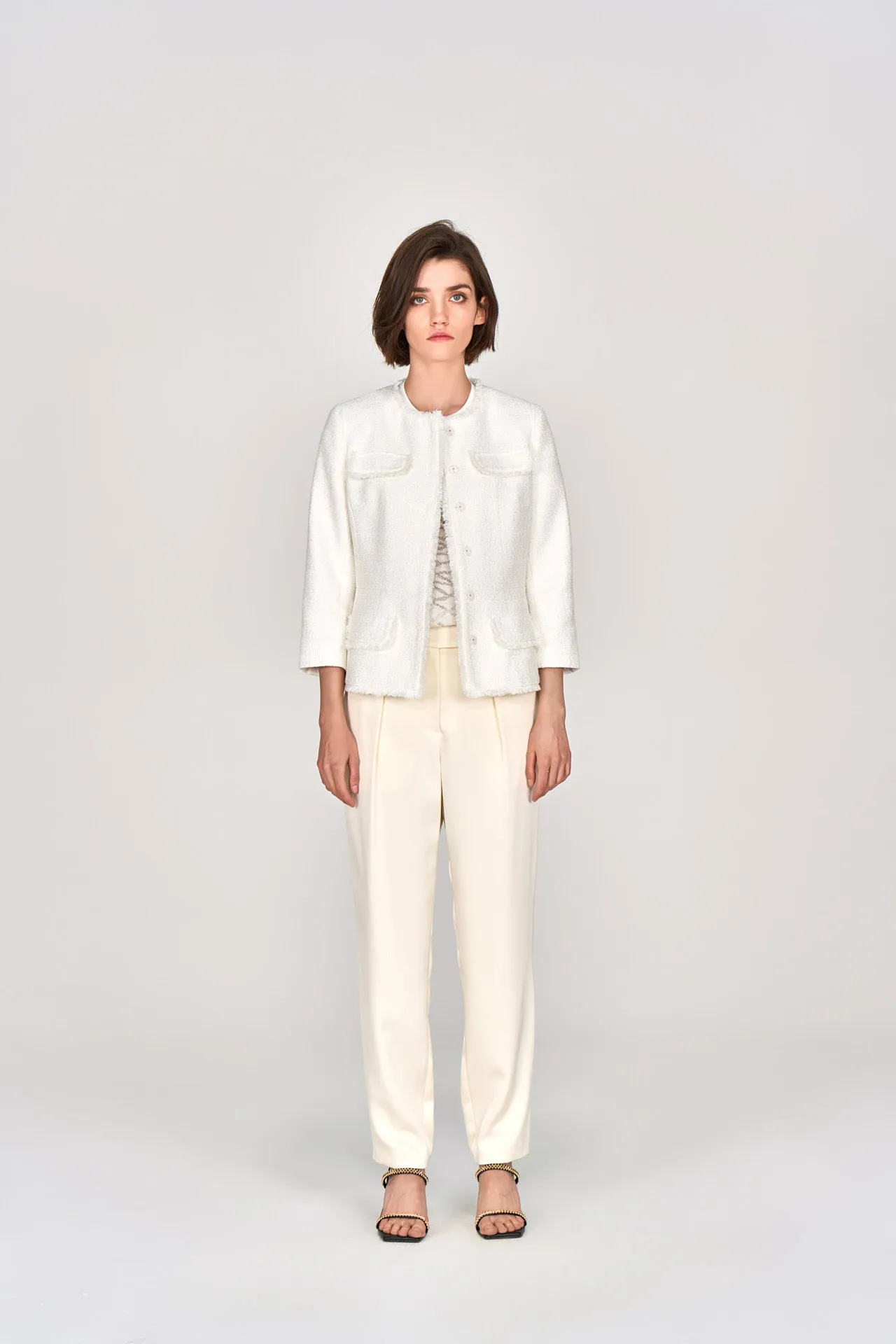 Signature White Four-pockets Tweed Jacket