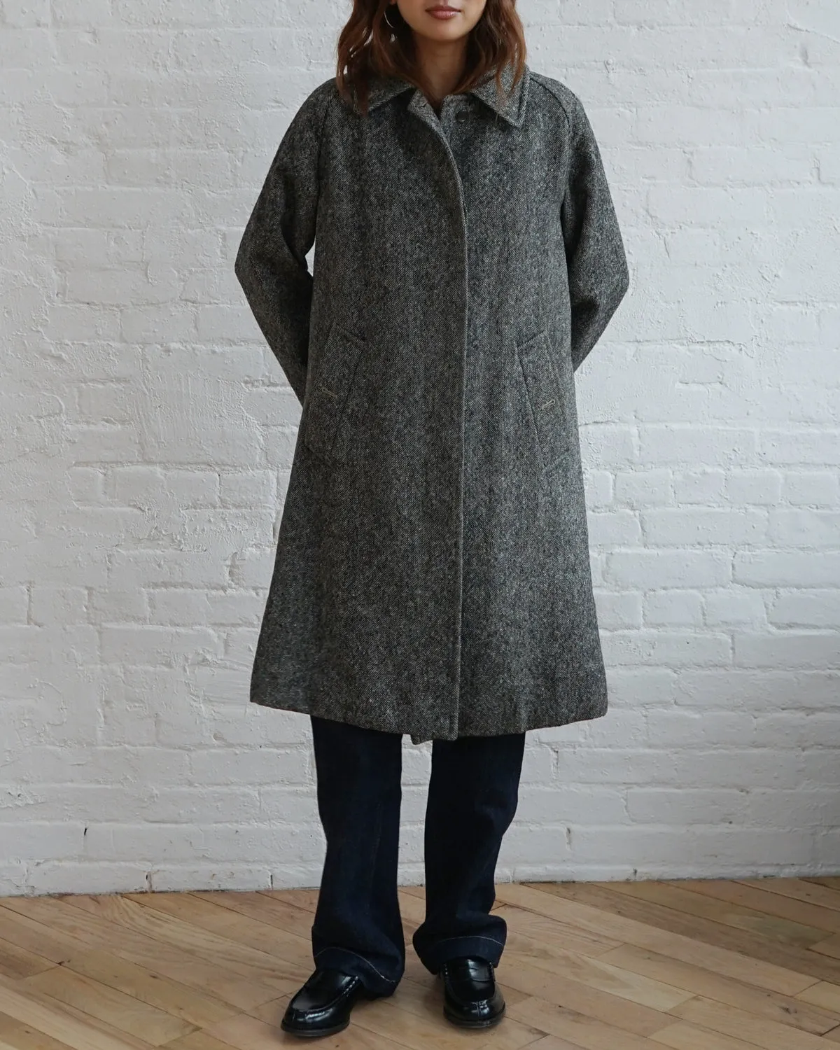 Single Sleeve Tweed Coat