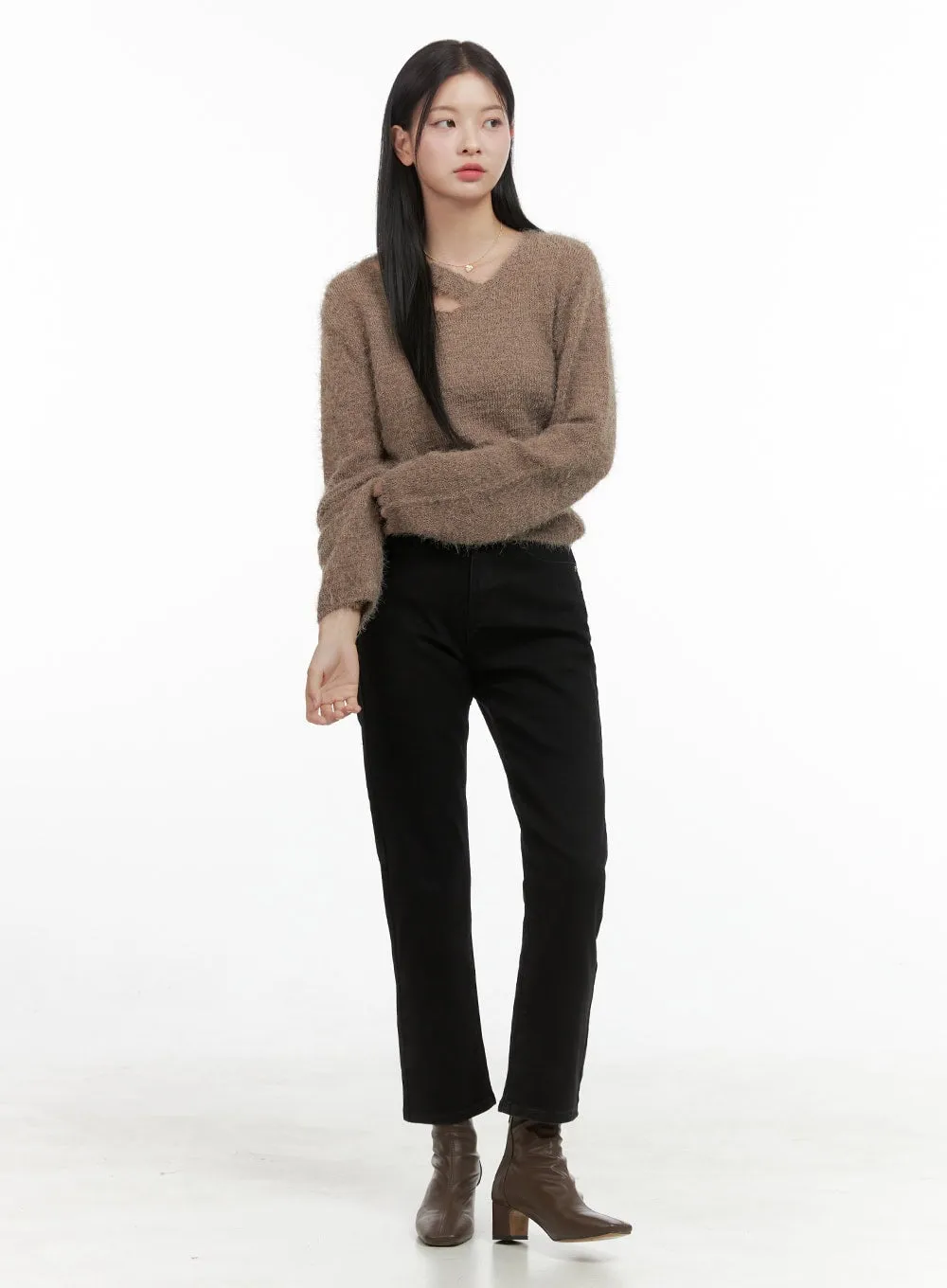 Sleek Straight Leg Cotton Pants OS411