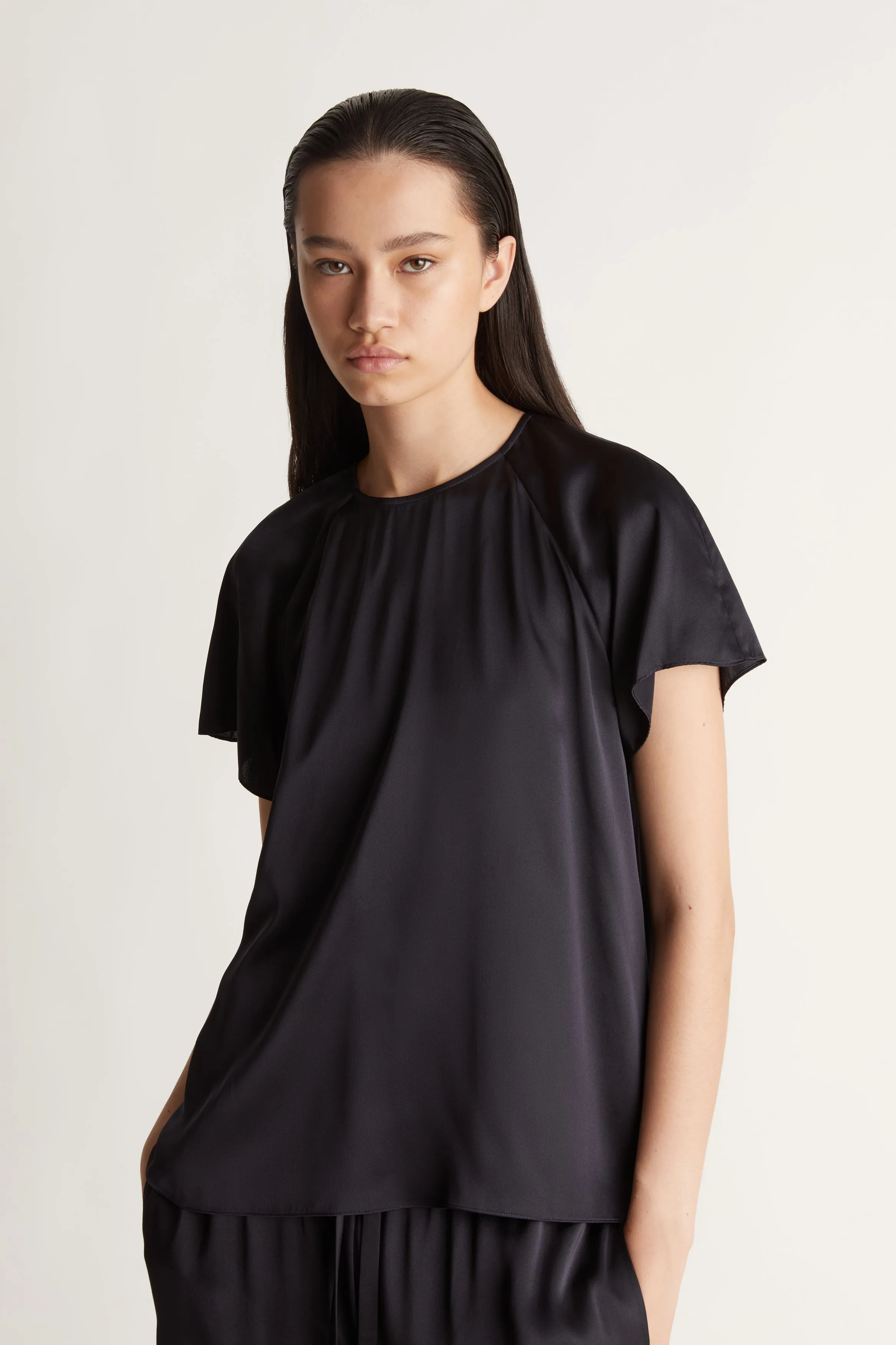 Stella Silk Satin Raglan Tee