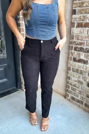 Straight Black Corduroy Pants