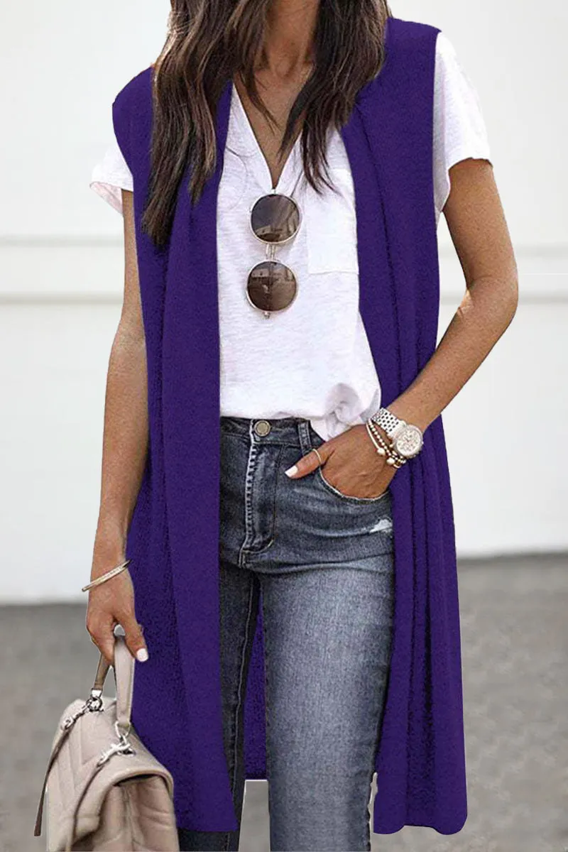 Street Solid Cardigan Collar Tops