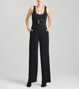 Stretch Crepe Straight Leg Pants Black