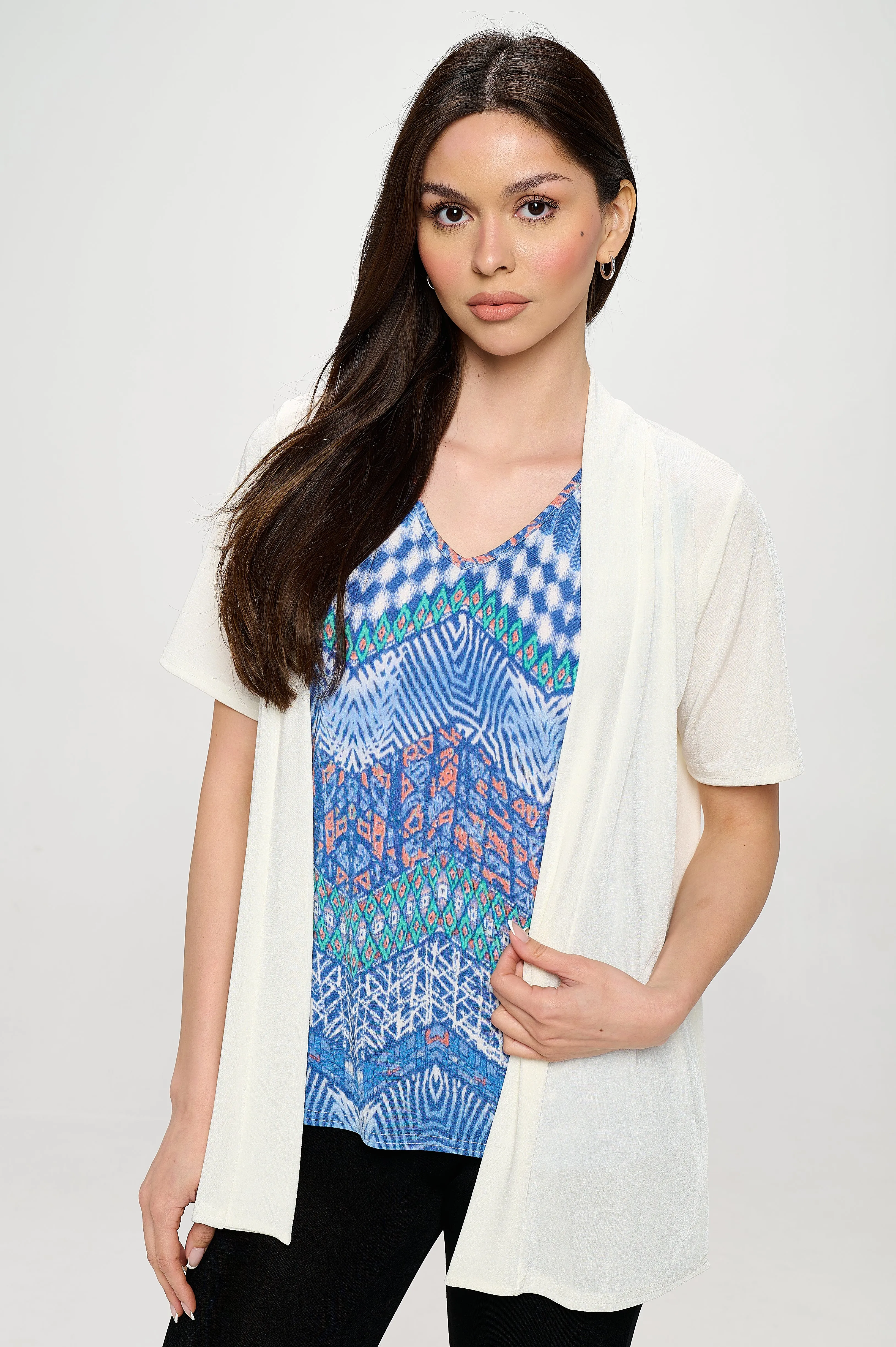 Stretchy Drape Jacket Short Sleeve -4004BN-SRS1