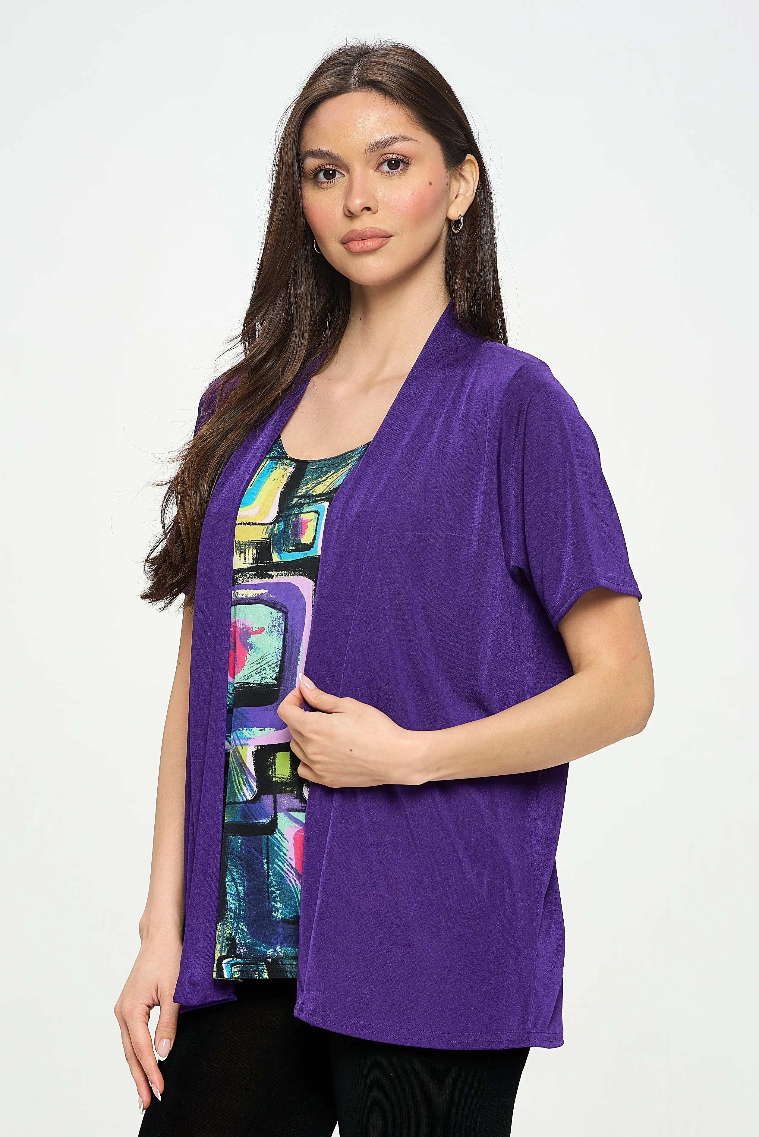 Stretchy Drape Jacket Short Sleeve -4004BN-SRS1