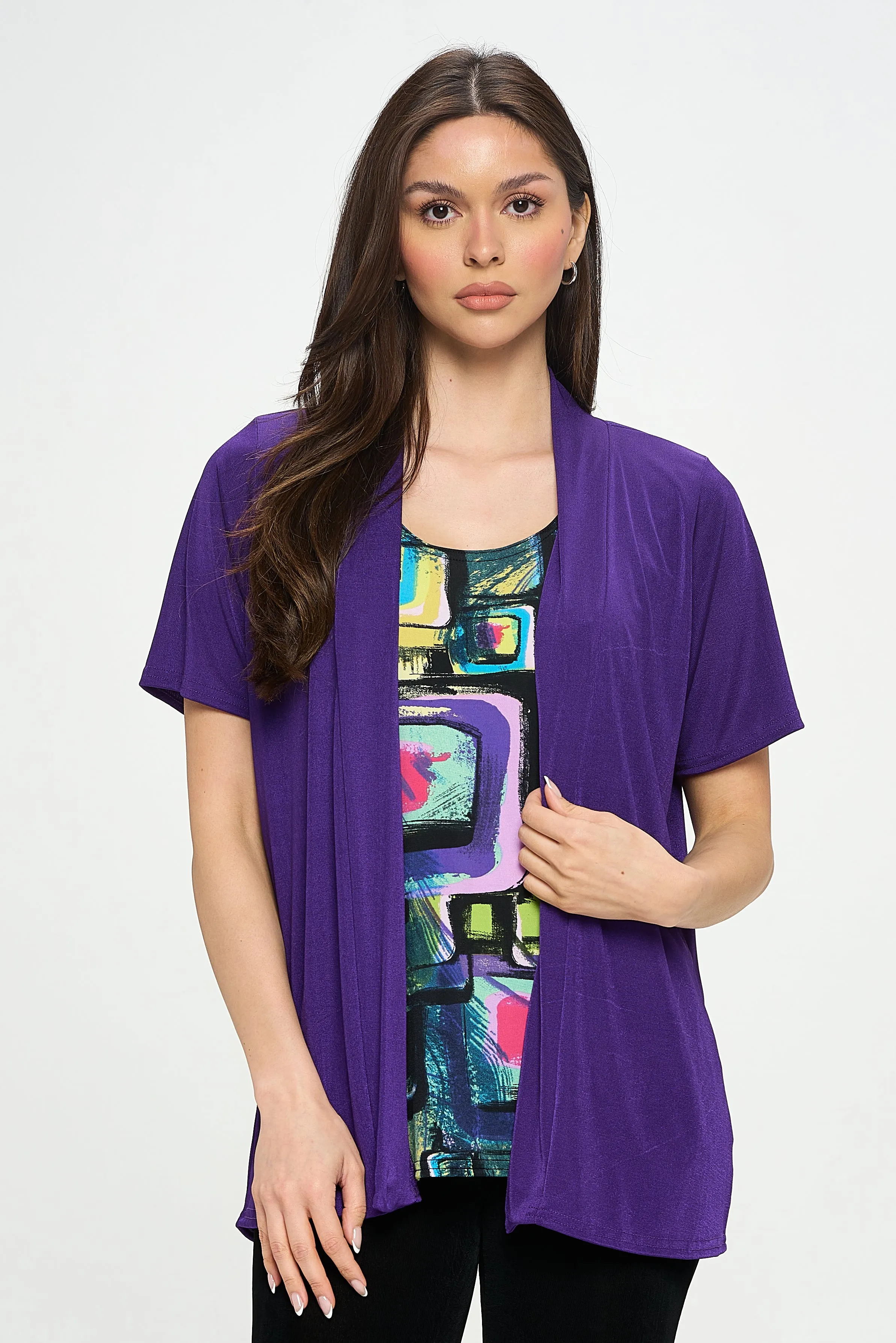 Stretchy Drape Jacket Short Sleeve -4004BN-SRS1