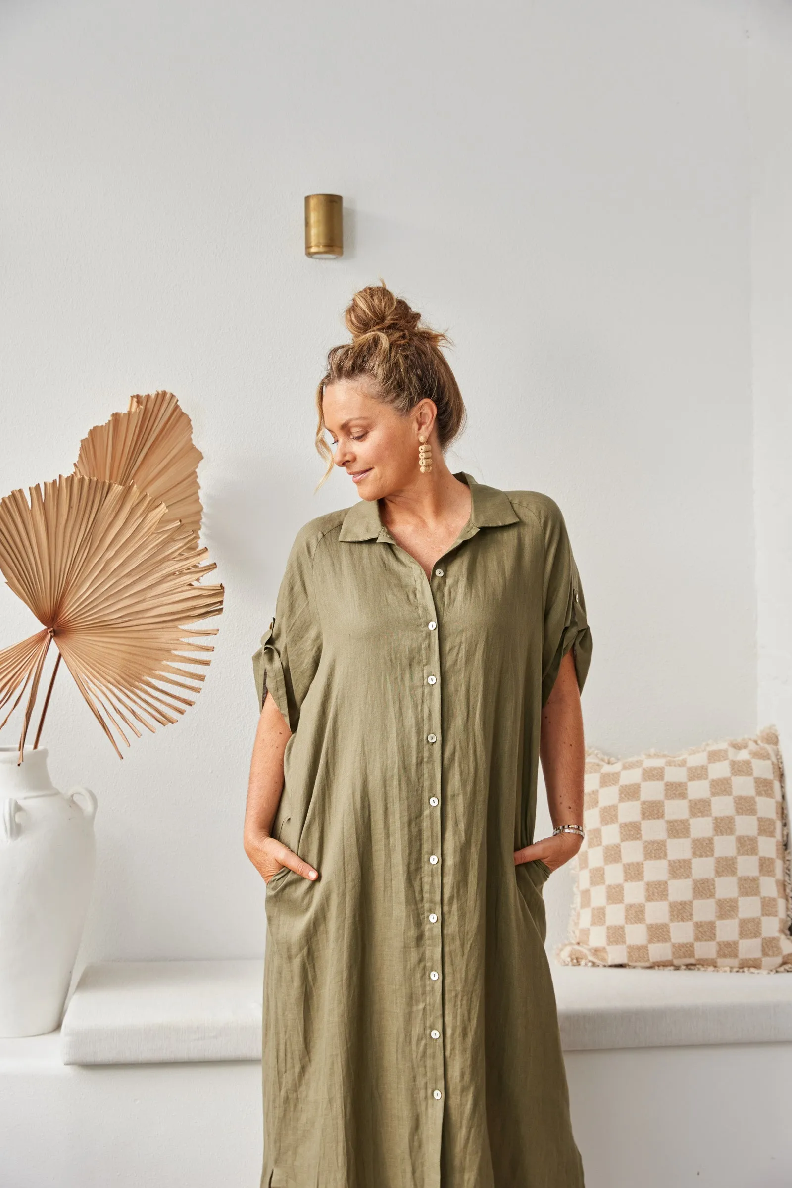 Studio Shirt Dress - Khaki