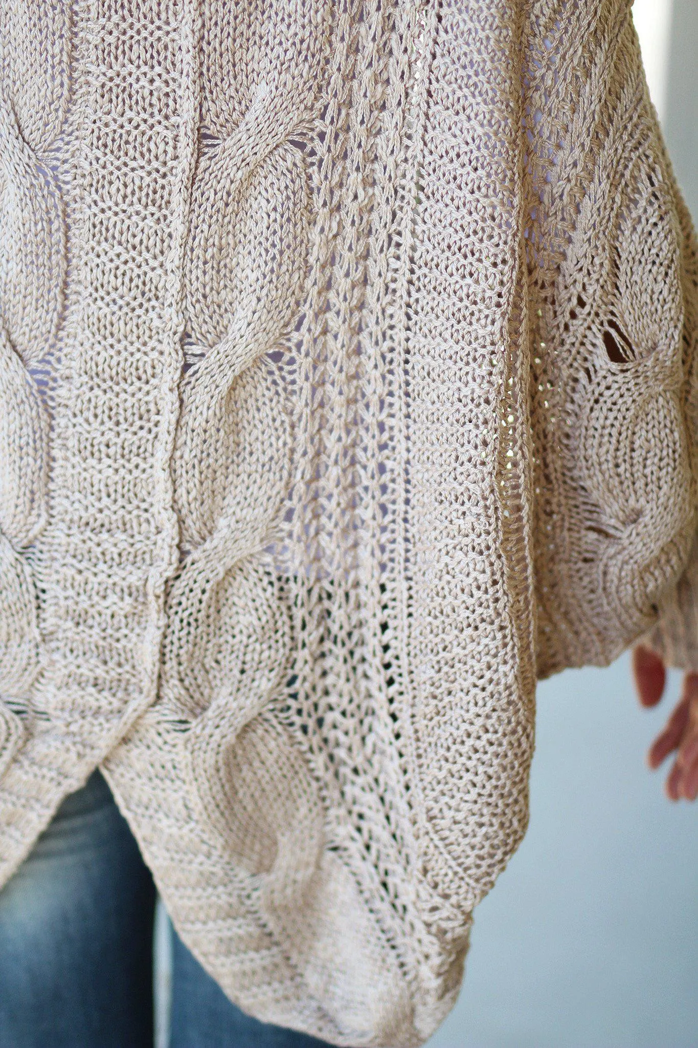 Taupe Knit Open Cardigan