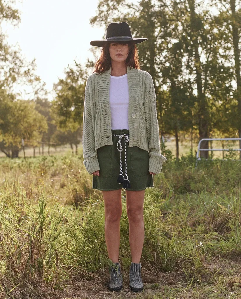 The Great - The Cable Montana Cardigan in Sea Green