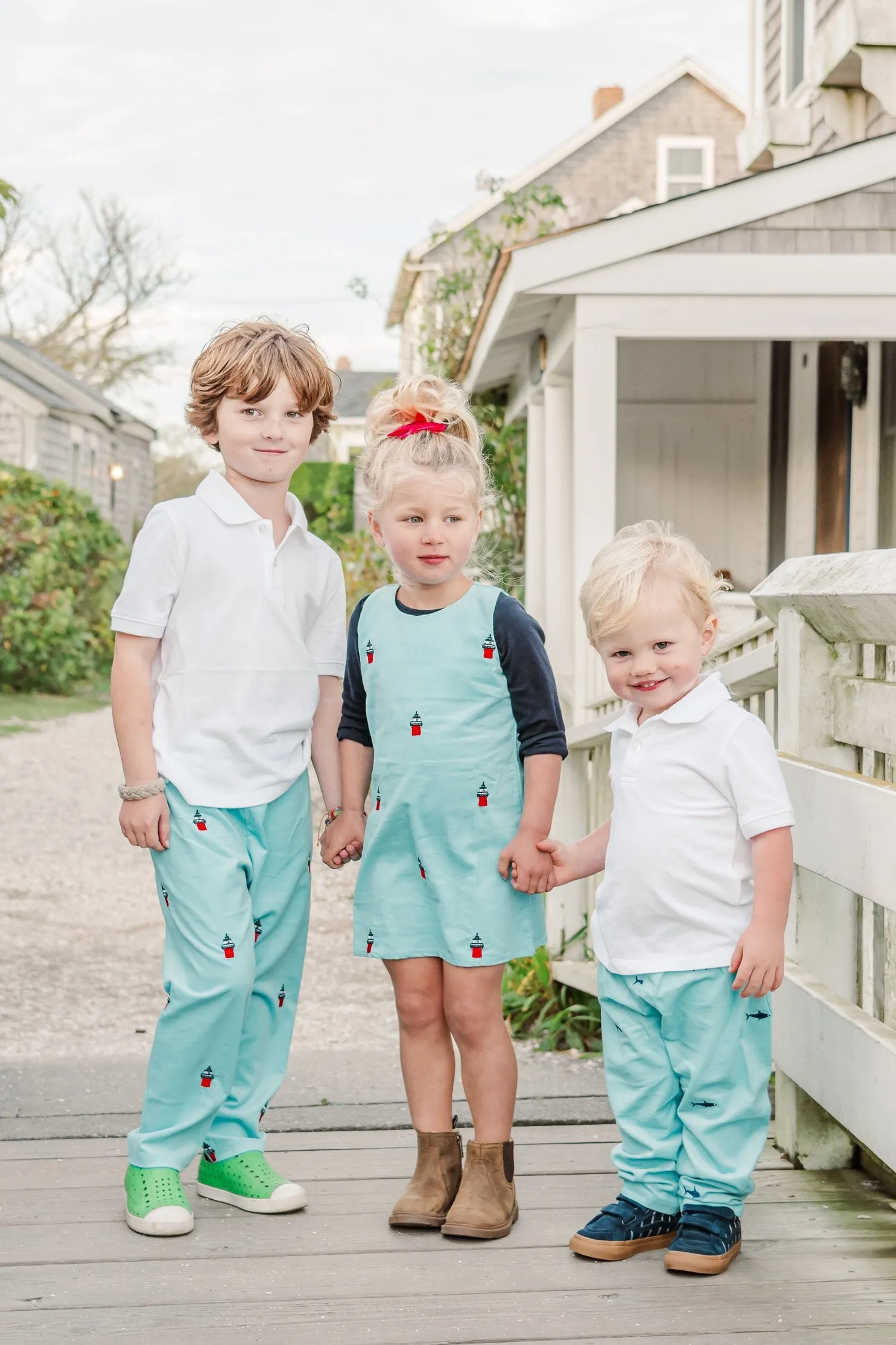 Turquoise Corduroy Pants with Embroidered Bug Light