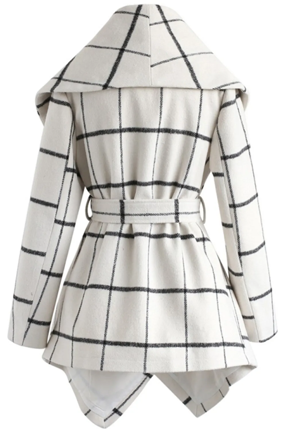 Tweed Belt Plaid Coat