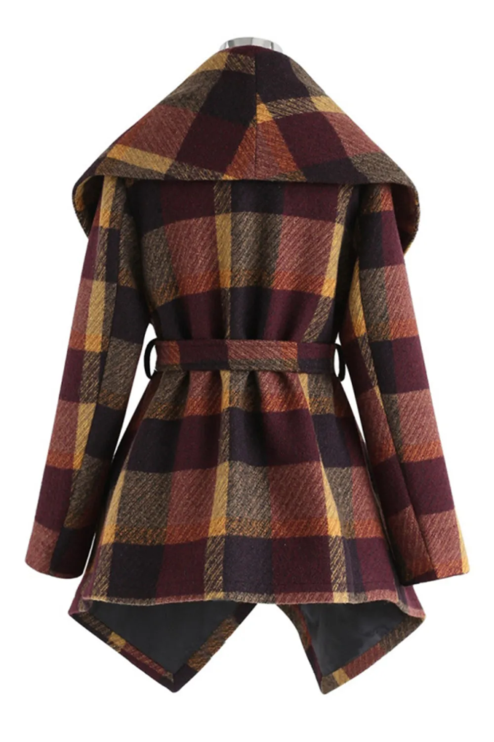 Tweed Belt Plaid Coat