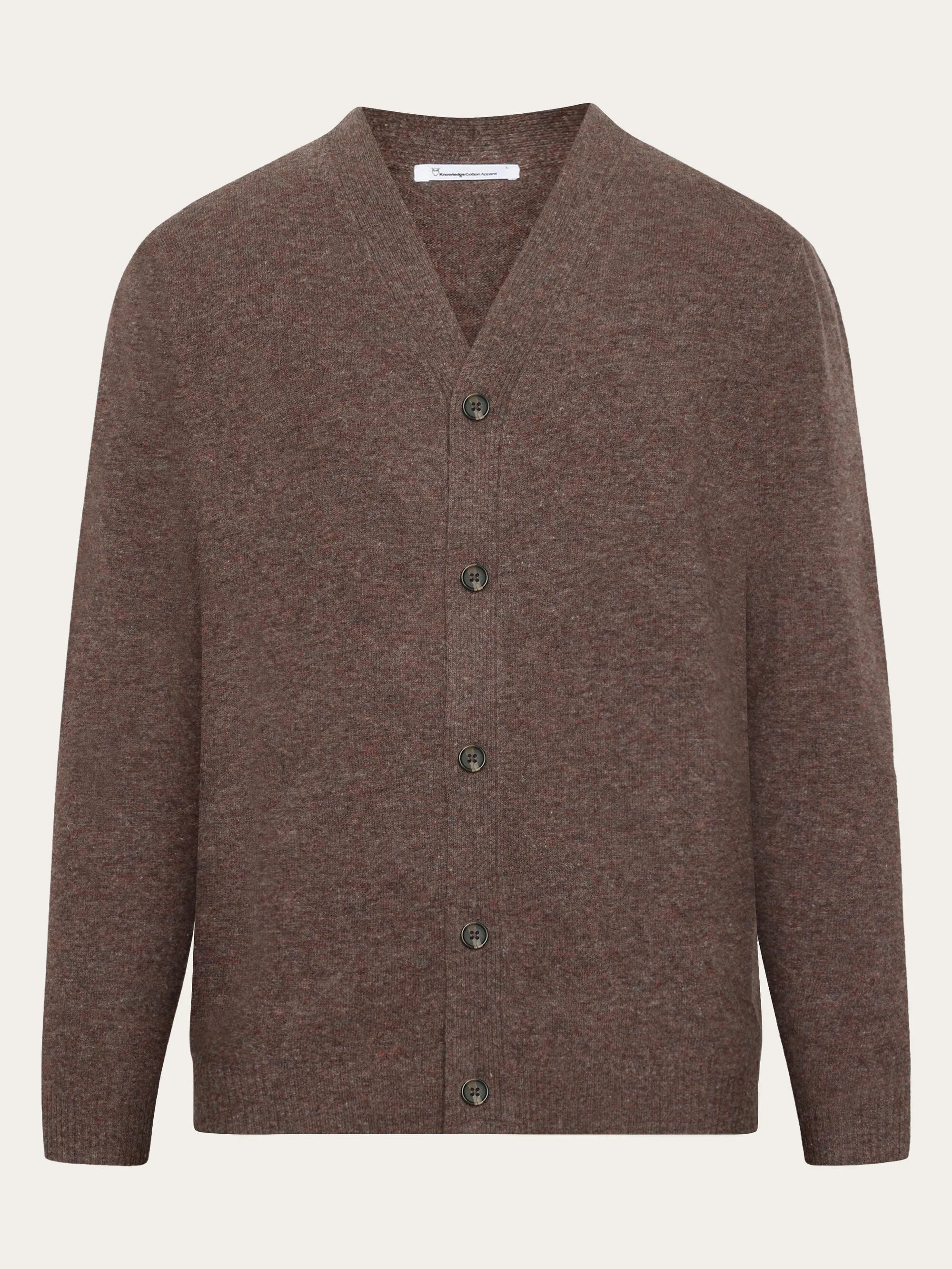 V-neck wool knit cardigan - RWS - Demitasse (brown)