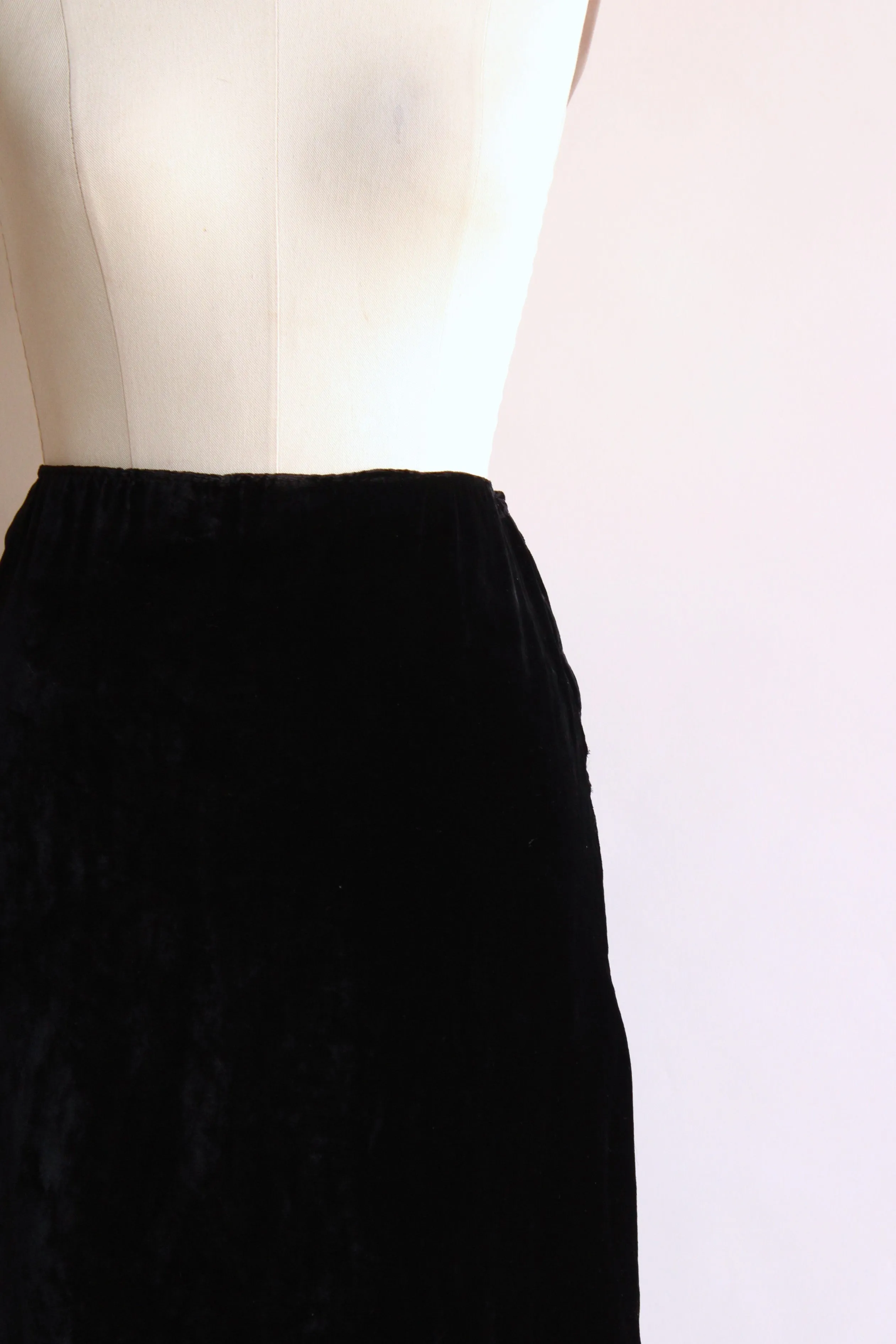 Vintage 1930s Black Silk Velvet Skirt With Side Slits