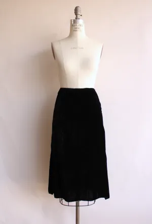 Vintage 1930s Black Silk Velvet Skirt With Side Slits