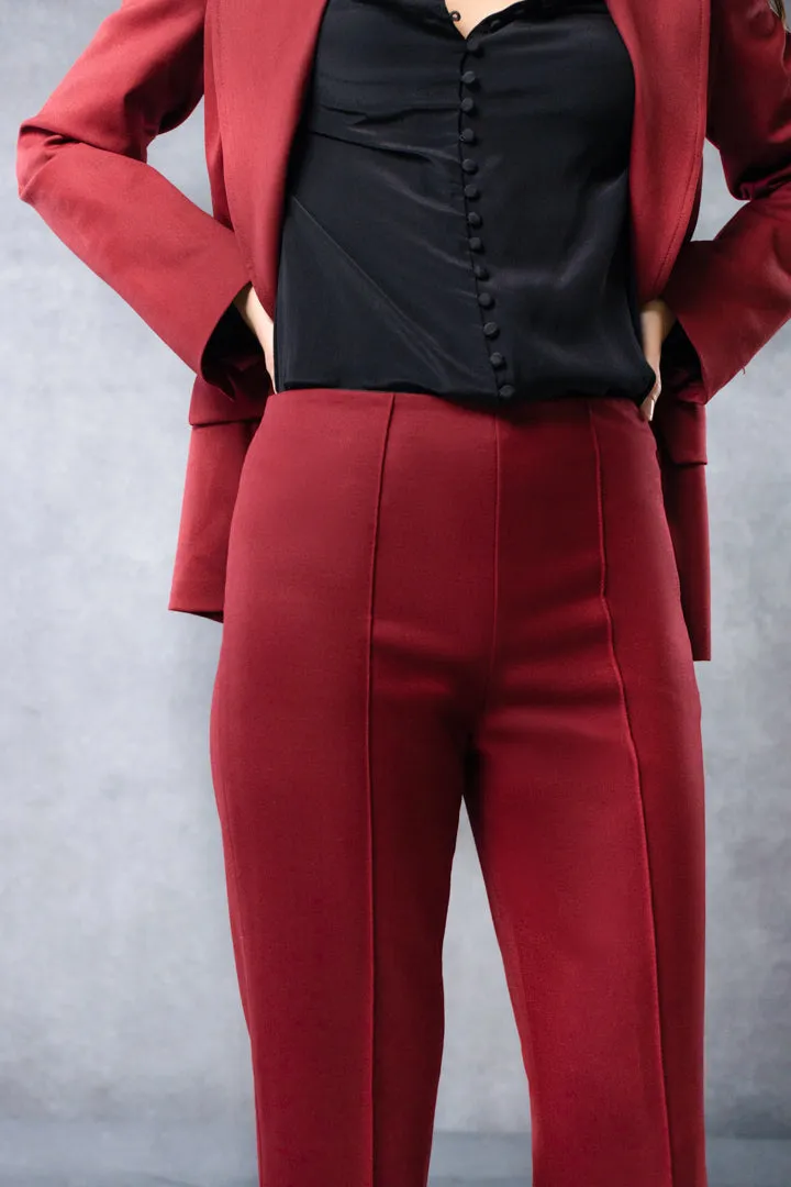 Virgin Wool Straight Leg Pant Bordeaux