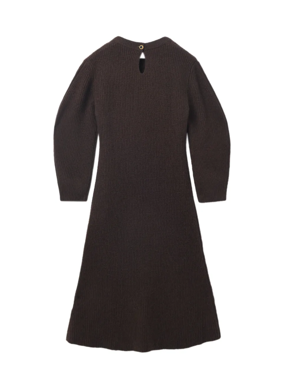 Volume Sleeve A Line Dress_Brown