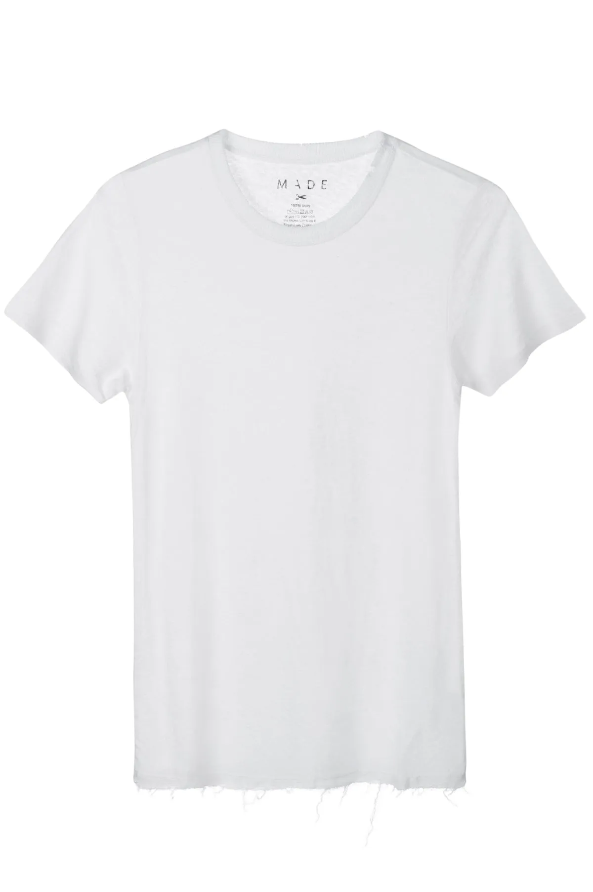 White crew neck Linen Tee