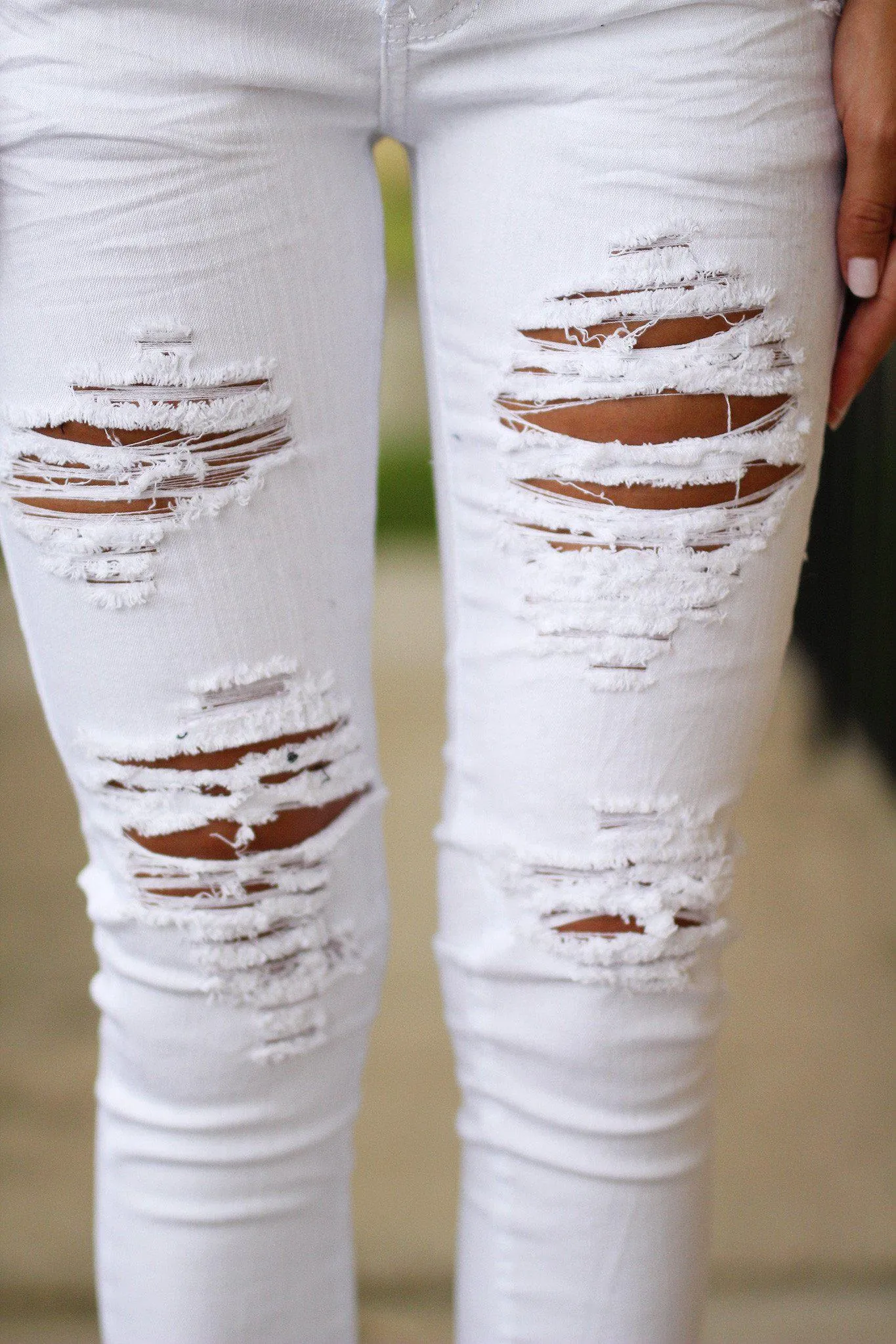 White Distressed Skinny Jeans