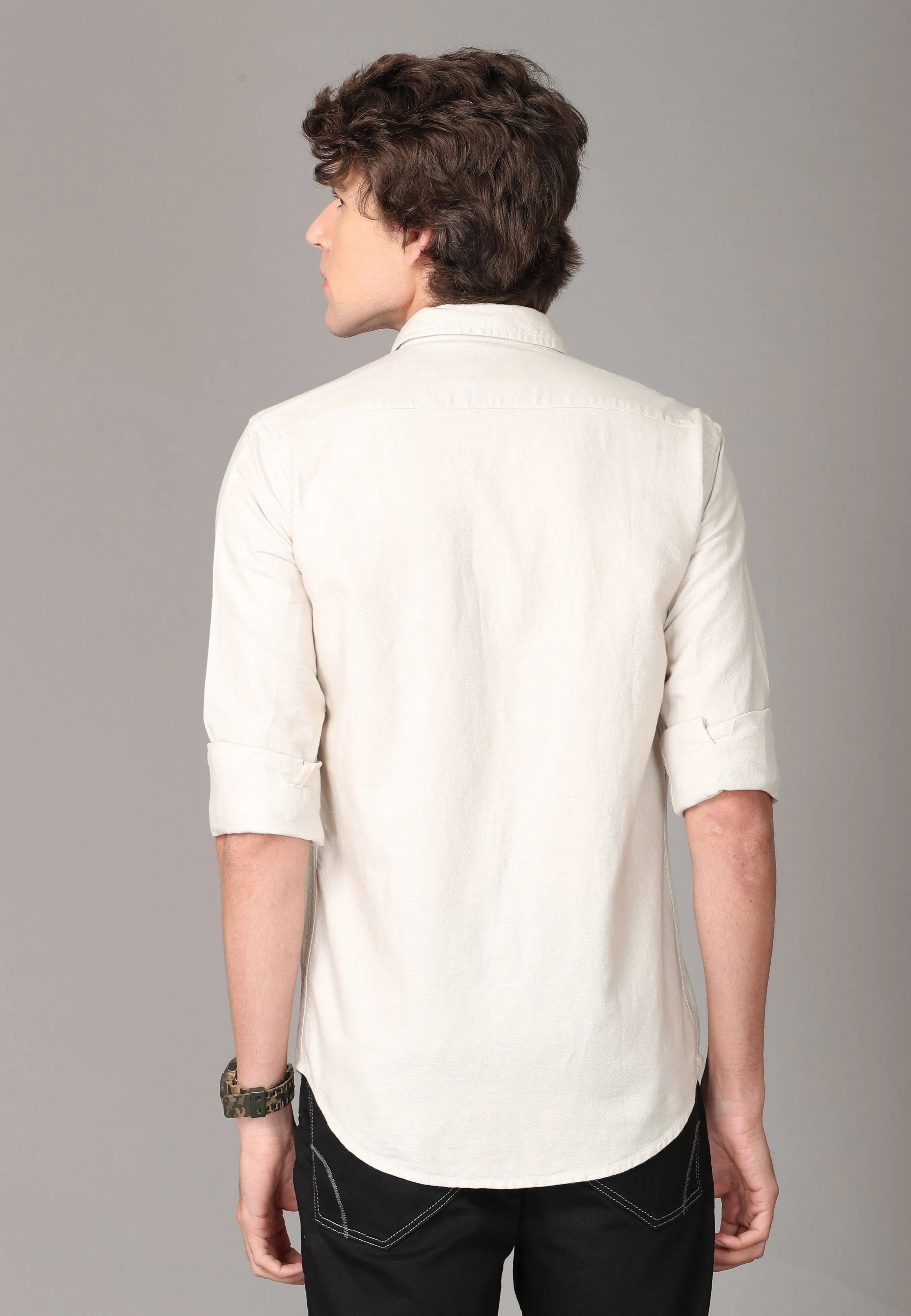 White Full Sleeve Shirt.