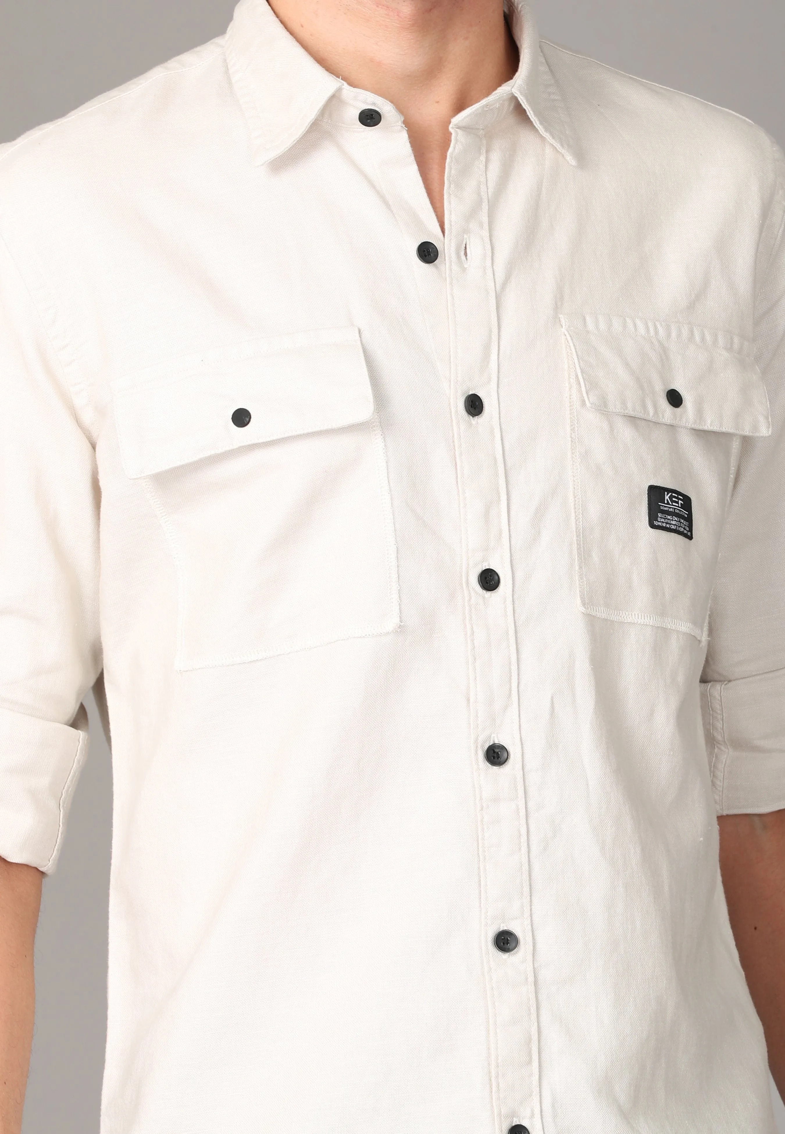 White Full Sleeve Shirt.