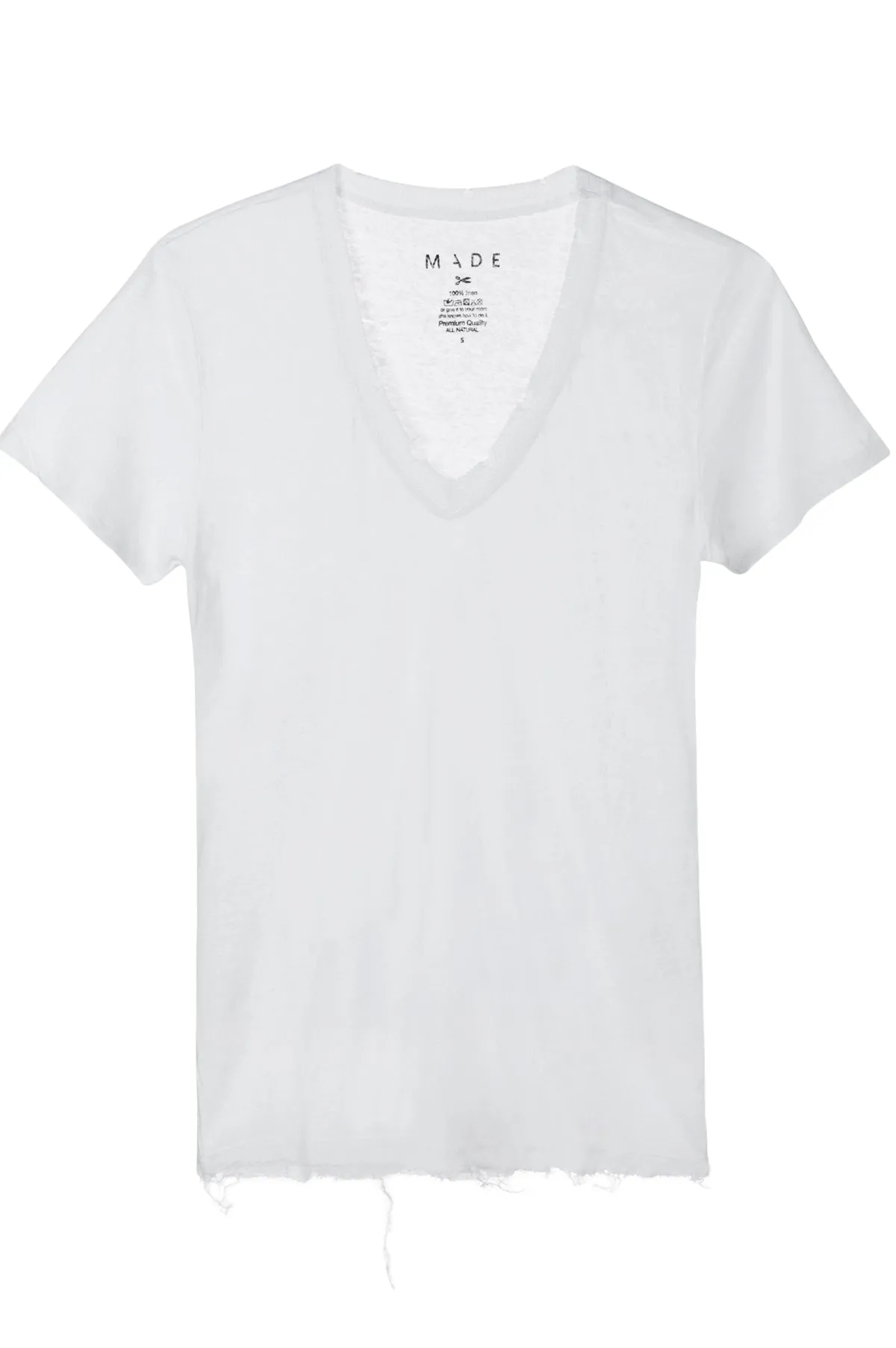 White V Neck Linen Tee