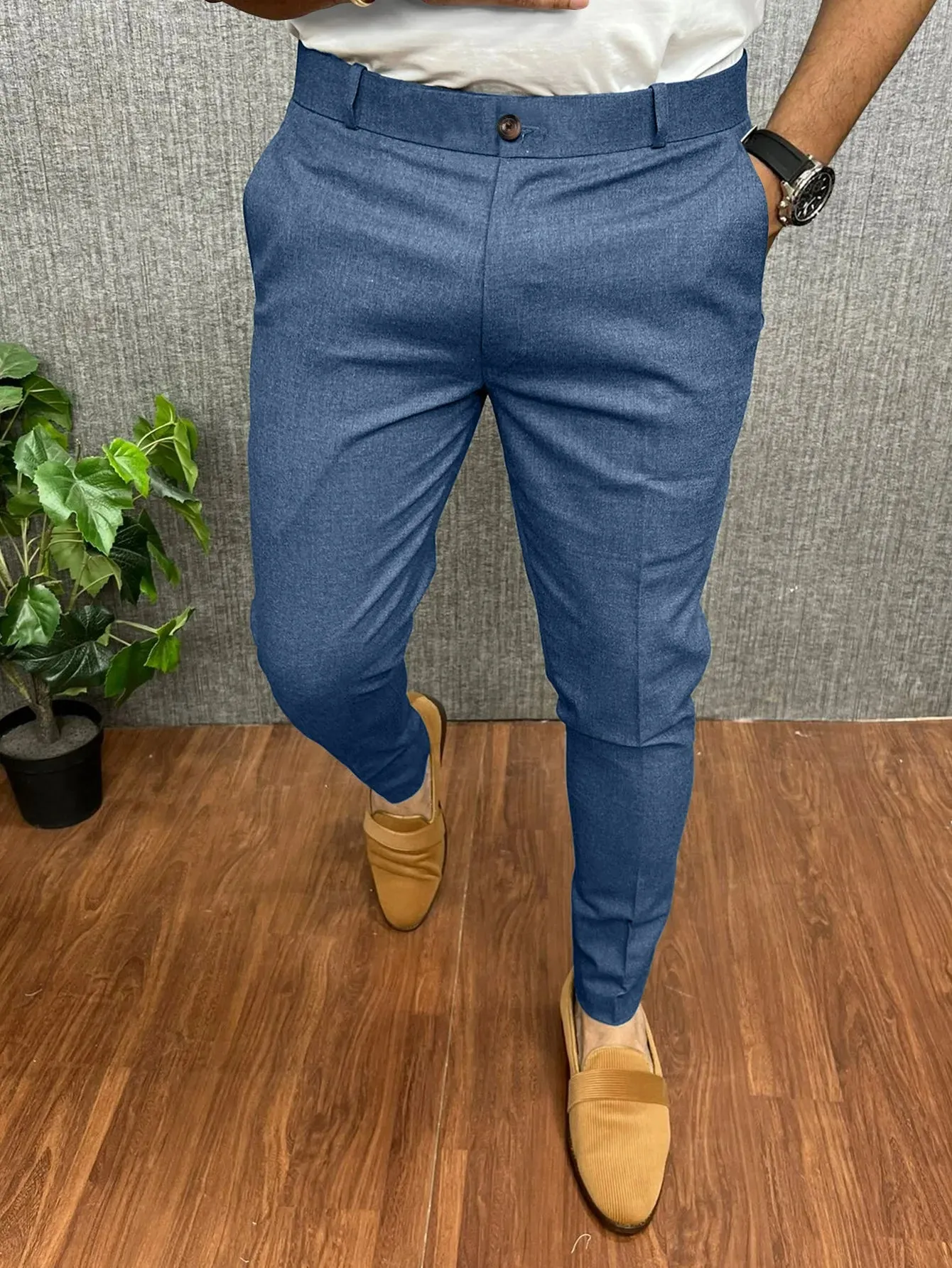 Wiaofellas  -  Solid Color Fashionable And Stylish Office Suit Pants Men's Business Casual Pants Formal Straight Leg Pants Men's Clothing MA2