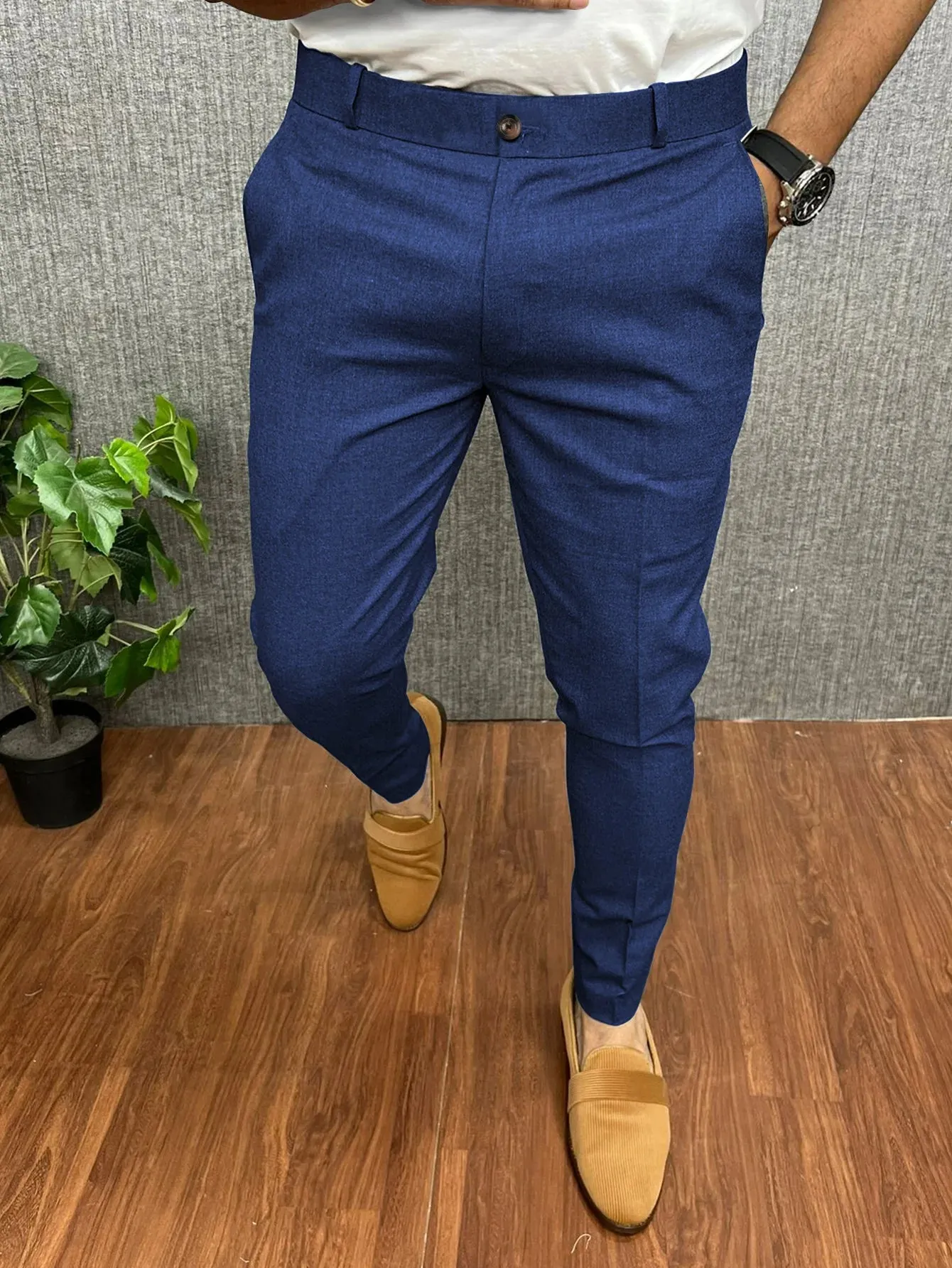 Wiaofellas  -  Solid Color Fashionable And Stylish Office Suit Pants Men's Business Casual Pants Formal Straight Leg Pants Men's Clothing MA2